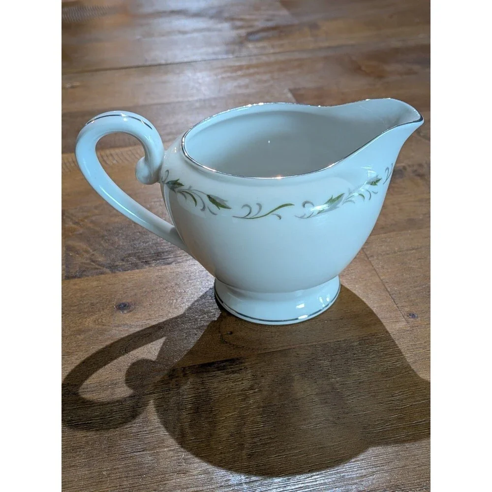 Vintage Romance Diamond China White Rose Creamer